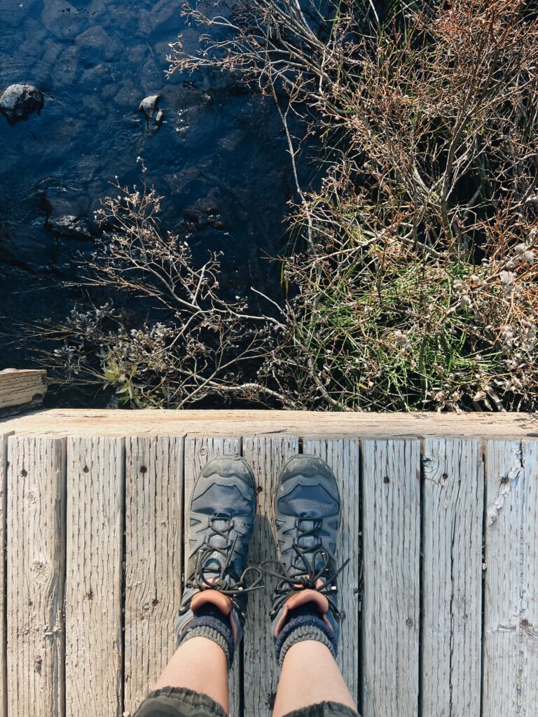 feet on bridge